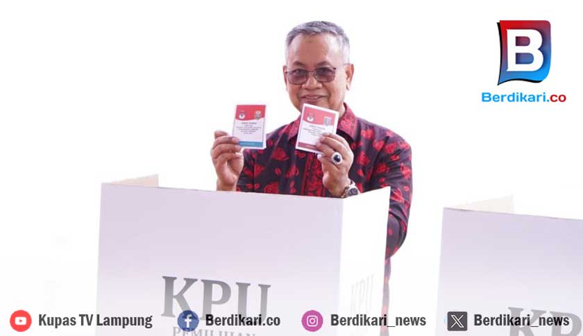 Cawagub Lampung Sutono Nyoblos di TPS 6 Rajabasa