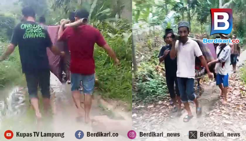 Ditandu di Tengah Hujan, Ibu di Tanggamus Meninggal Sebelum Sampai Rumah Sakit