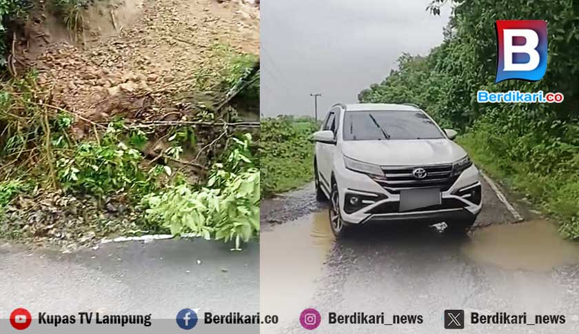Longsor Sebabkan Jalur Kotaagung–Limau Tanggamus Terputus