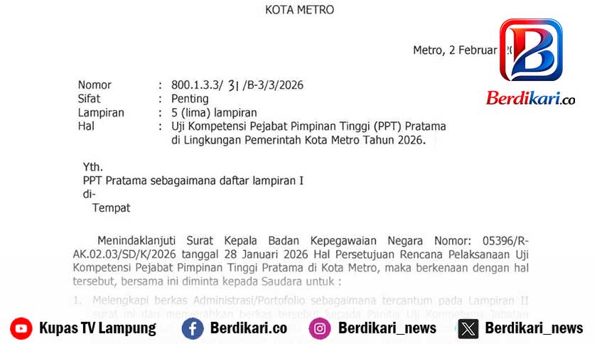23 Pejabat Ikuti Ukom Jabatan Pimpinan Tinggi Pratama Pemkot Metro