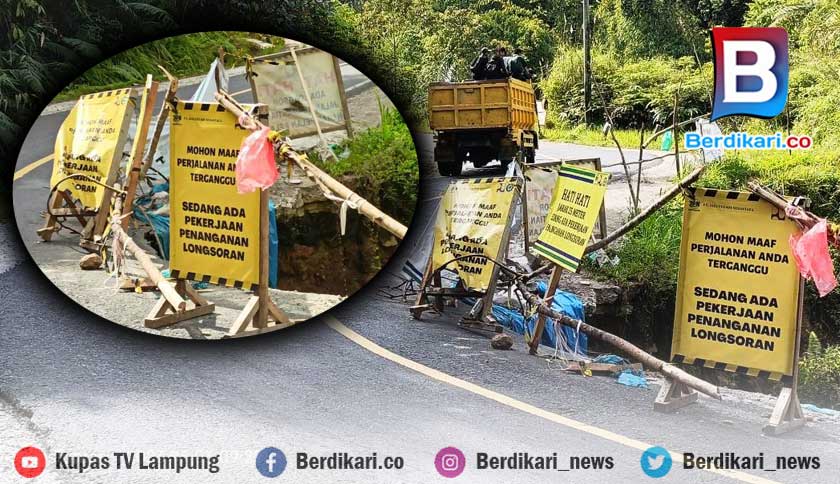 Alert! The West Cross Road Behind West Lampung Hill is in Danger of Breaking Up