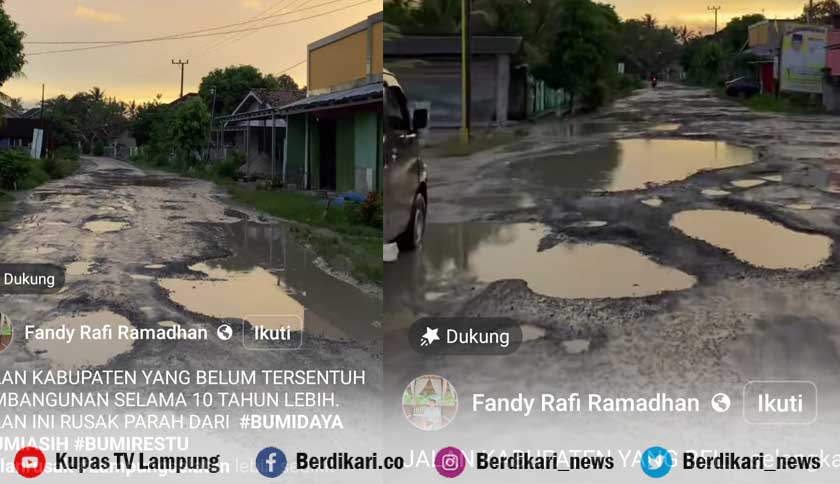 Jalan Rusak di Lampung Selatan Viral di Media Sosial, 10 Tahun Tidak Ada Perbaikan