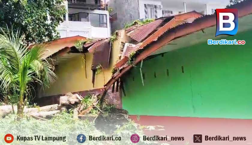 Pohon Berdiameter 120 Cm Tumbang Timpa Gedung SD di Bandar Lampung